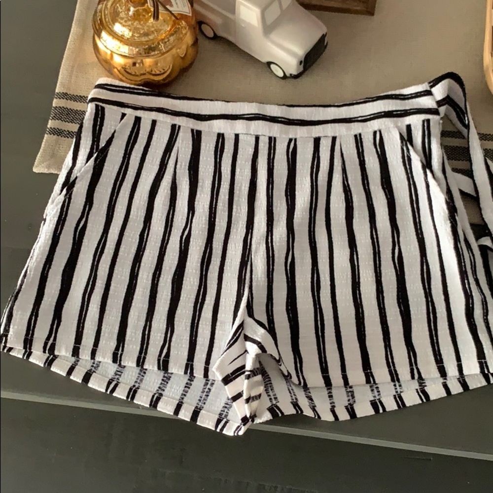 Black and white striped short